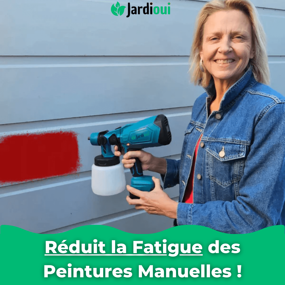 Pistolet peinture électrique sans fil.  Pulvérisation rapide et efficace. Idéal DIY et pro.