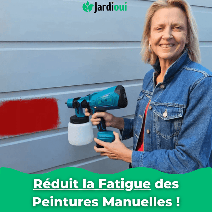 Pistolet peinture électrique sans fil.  Pulvérisation rapide et efficace. Idéal DIY et pro.