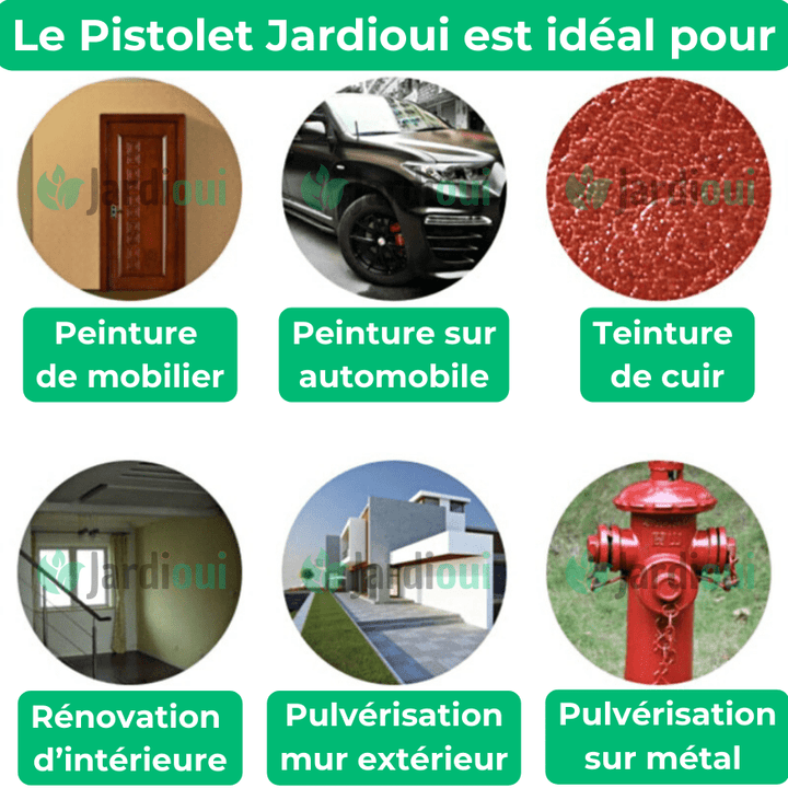 Pistolet peinture électrique sans fil.  Pulvérisation rapide et efficace. Idéal DIY et pro.
