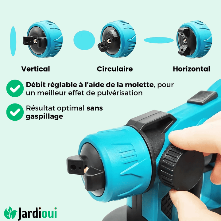 Pistolet peinture électrique sans fil.  Pulvérisation rapide et efficace. Idéal DIY et pro.