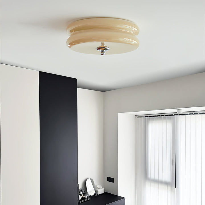 "Plafonnier Art Déco Vintage élégant avec design géométrique, en fer et verre, pour un éclairage chic et luxueux."