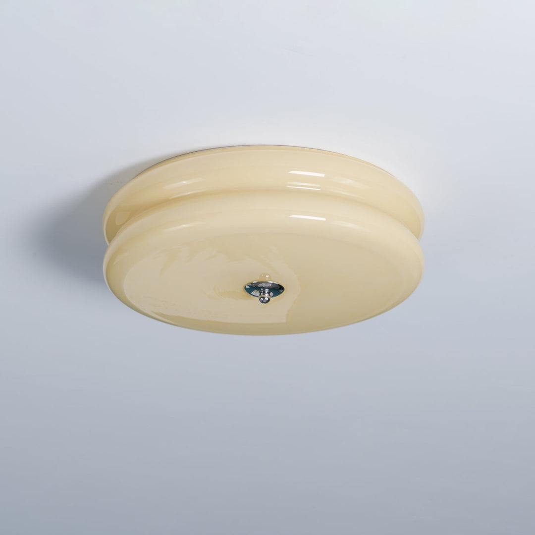 "Plafonnier Art Déco Vintage élégant avec design géométrique, en fer et verre, pour un éclairage chic et luxueux."