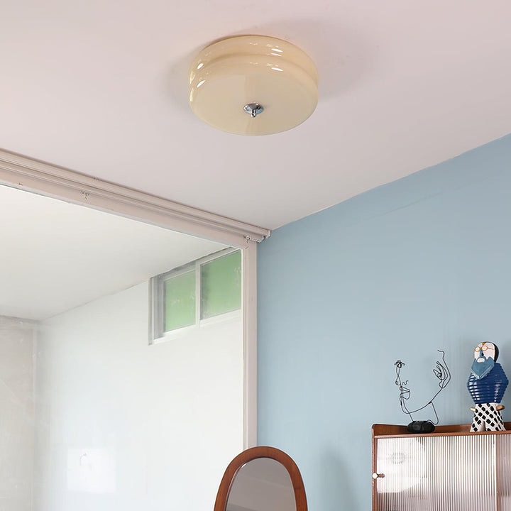"Plafonnier Art Déco Vintage élégant avec design géométrique, en fer et verre, pour un éclairage chic et luxueux."