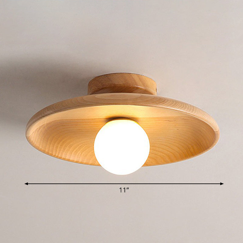 "Plafonnier en bois minimaliste, forme incurvée douce, lumière LED, design moderne pour salon ou bureau."