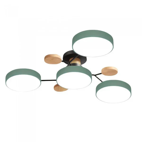 Plafonnier LED design scandinave. Bois et métal. Lumière douce et diffuse. Idéal salon/chambre.