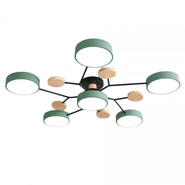 Plafonnier LED design scandinave. Bois et métal. Lumière douce et diffuse. Idéal salon/chambre.