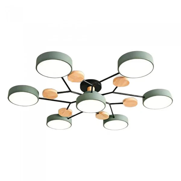Plafonnier LED design scandinave. Bois et métal. Lumière douce et diffuse. Idéal salon/chambre.