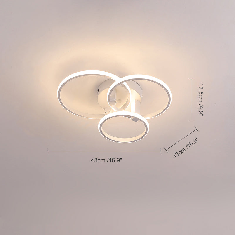 Plafonnier LED moderne, design circulaire, intensité variable.  Éclairage blanc.