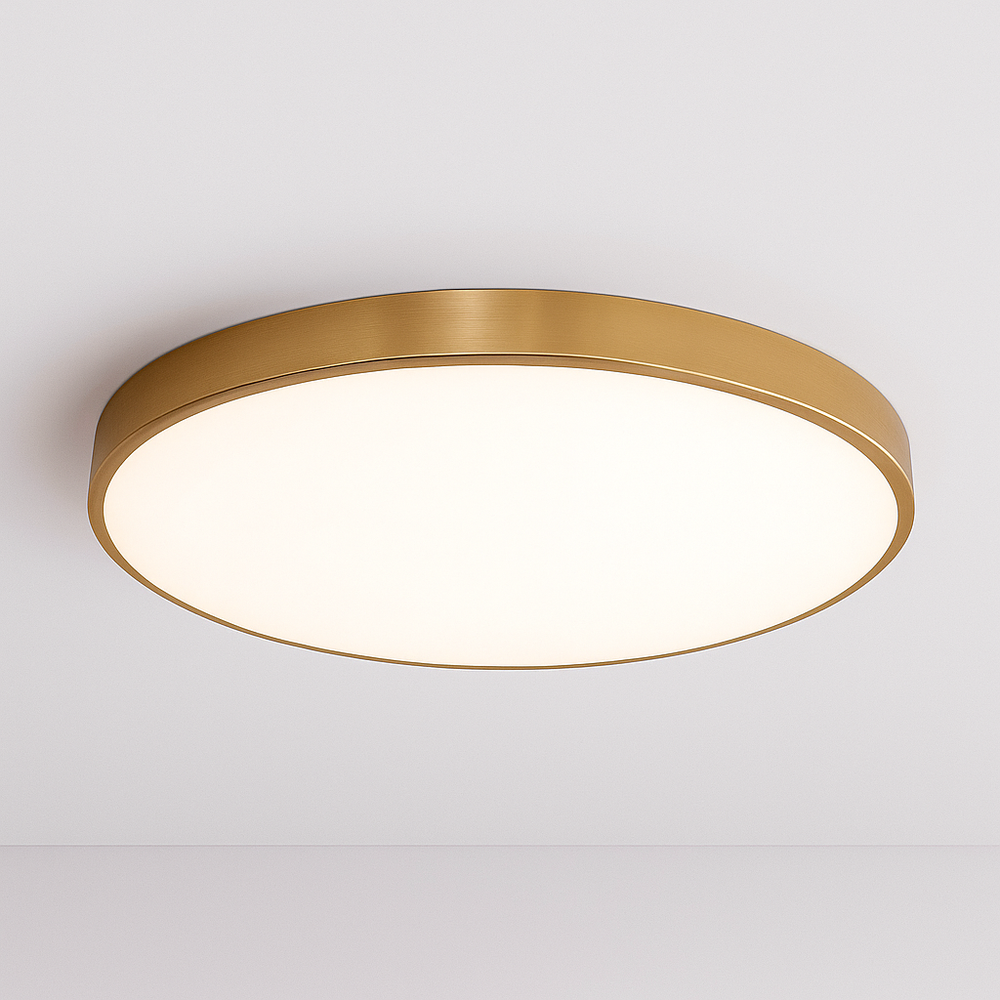 "Plafonnier LED scandinave élégant, finitions noir, blanc, or, design moderne et lumineux pour intérieur contemporain."