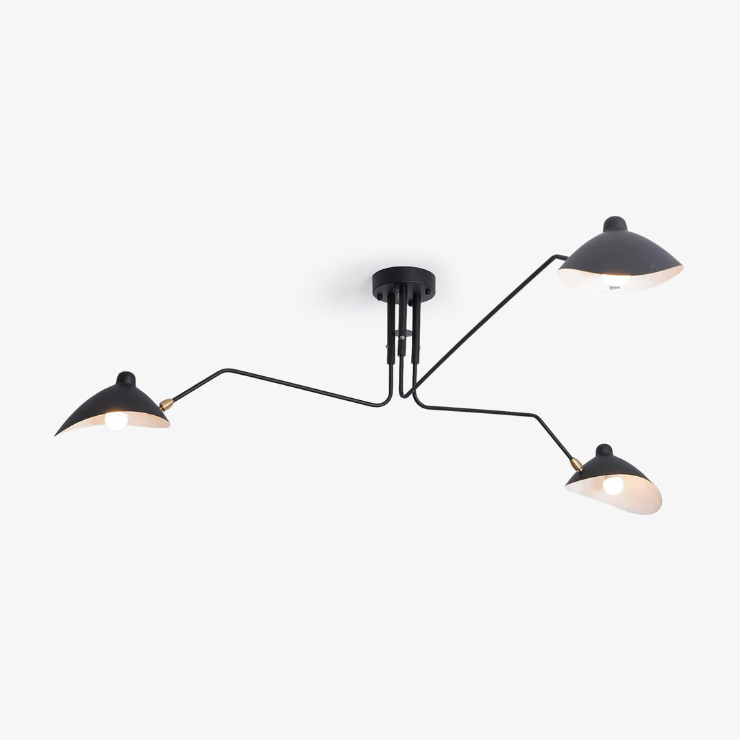 Plafonnier moderne à bras ajustable en métal noir, design élégant et épuré, pour éclairage directionnel contemporain.