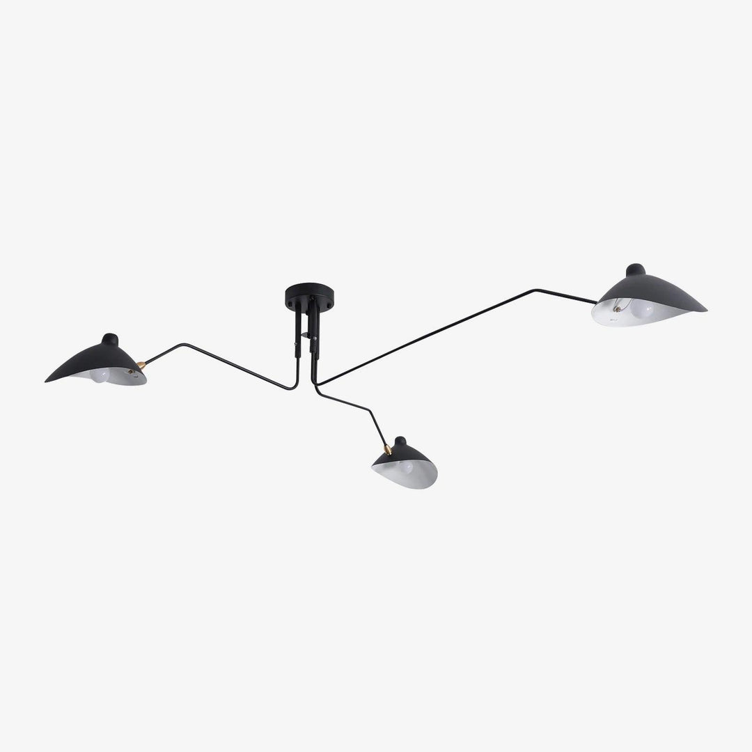 Plafonnier moderne à bras ajustable en métal noir, design élégant et épuré, pour éclairage directionnel contemporain.