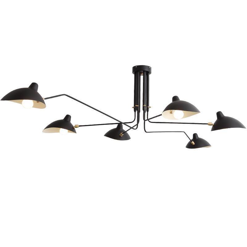 Plafonnier moderne à bras ajustable en métal noir, design élégant et épuré, pour éclairage directionnel contemporain.