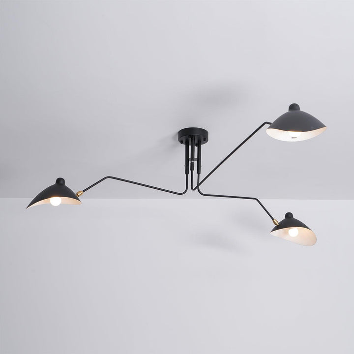 Plafonnier moderne à bras ajustable en métal noir, design élégant et épuré, pour éclairage directionnel contemporain.