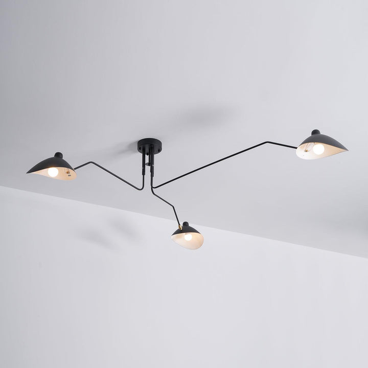 Plafonnier moderne à bras ajustable en métal noir, design élégant et épuré, pour éclairage directionnel contemporain.