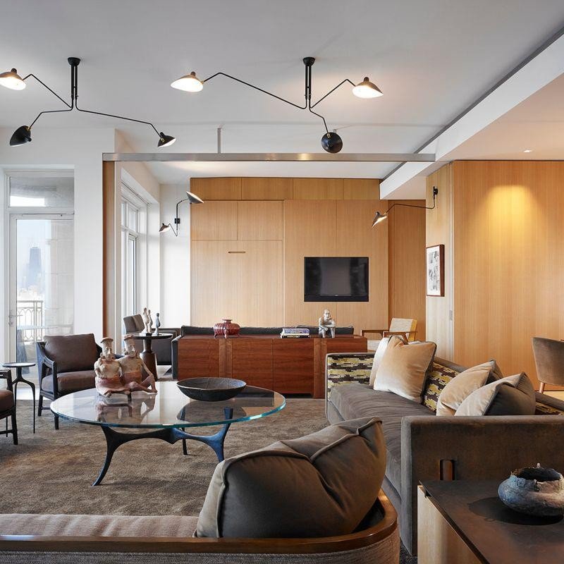 Plafonnier moderne à bras ajustable en métal noir, design élégant et épuré, pour éclairage directionnel contemporain.