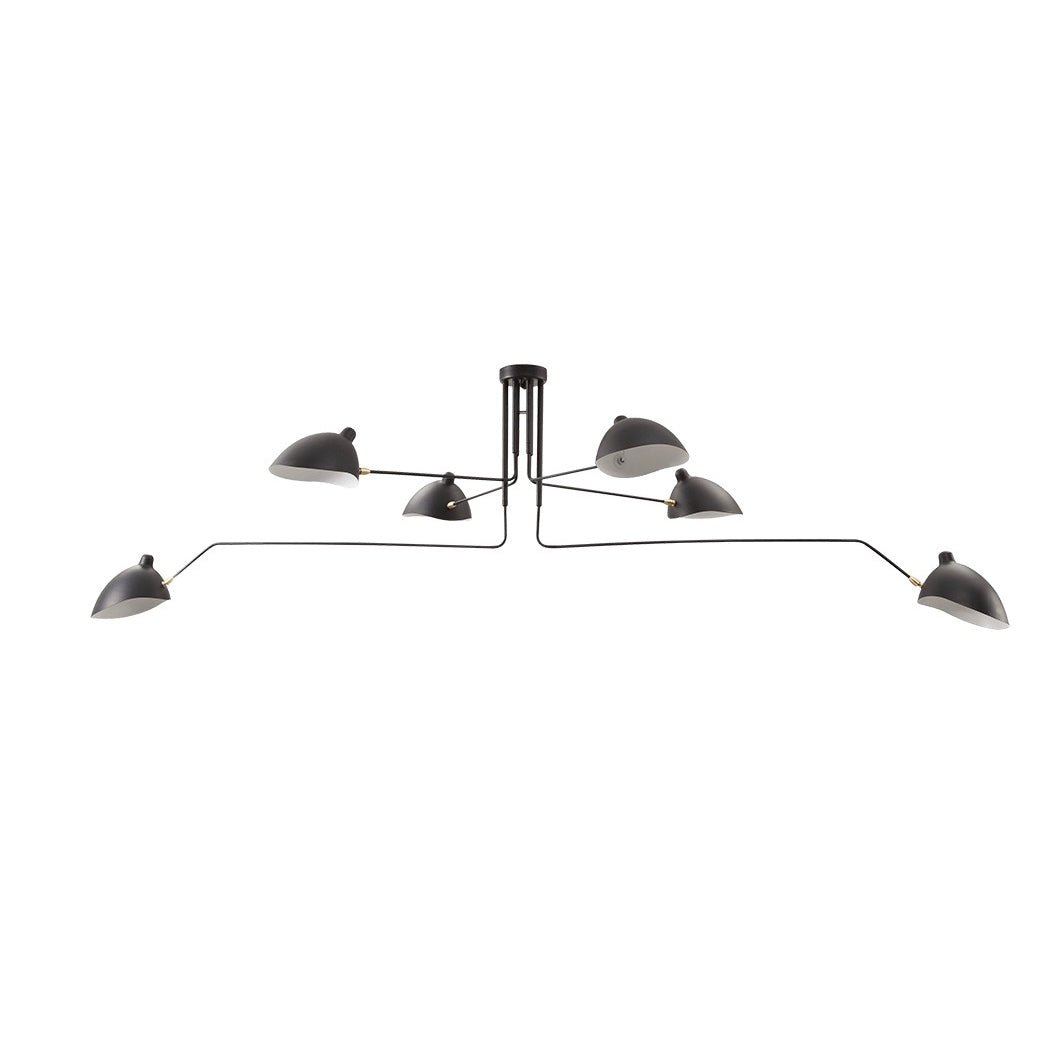 Plafonnier moderne à bras ajustable en métal noir, design élégant et épuré, pour éclairage directionnel contemporain.