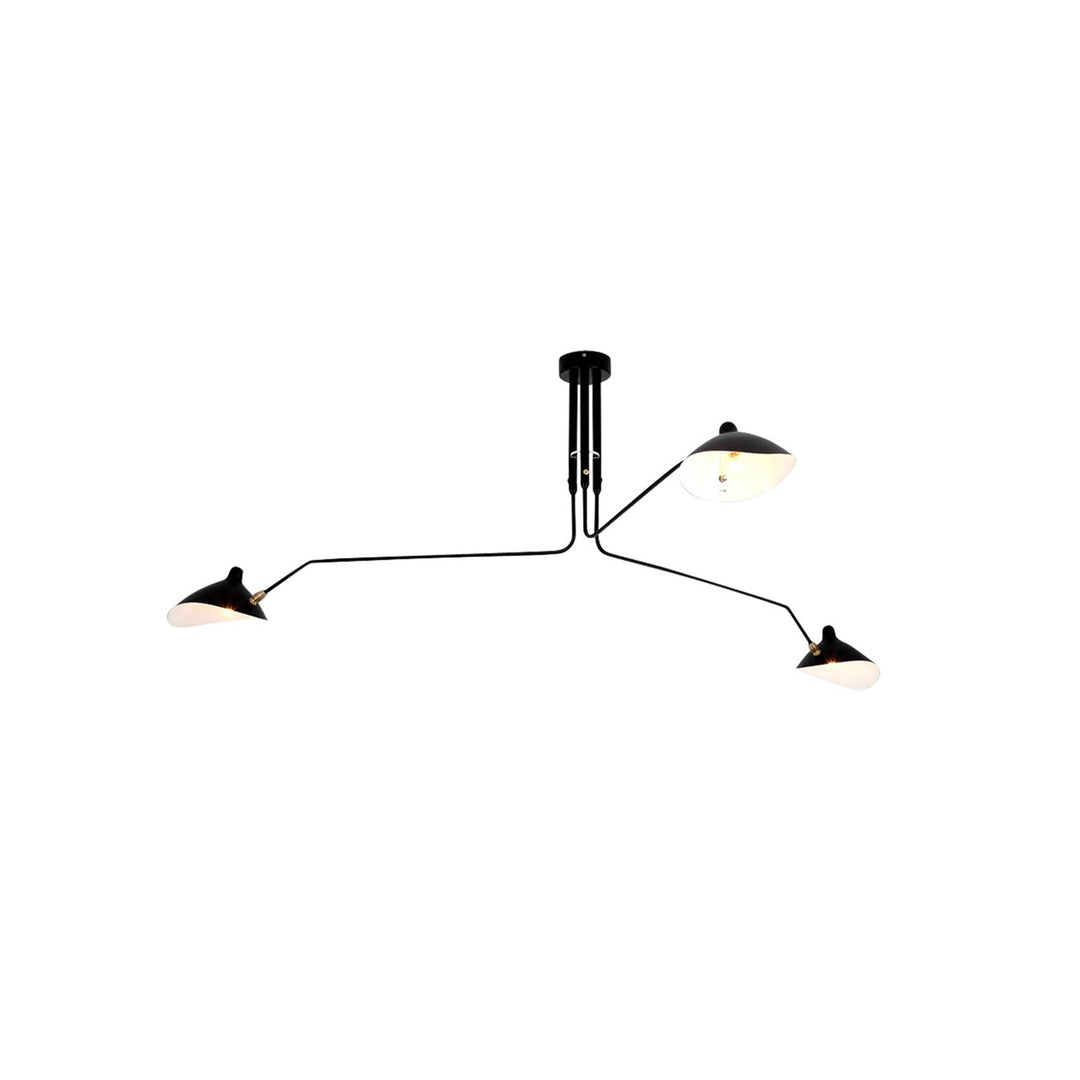 Plafonnier moderne à bras ajustable en métal noir, design élégant et épuré, pour éclairage directionnel contemporain.