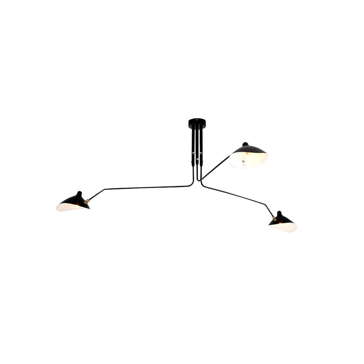 Plafonnier moderne à bras ajustable en métal noir, design élégant et épuré, pour éclairage directionnel contemporain.