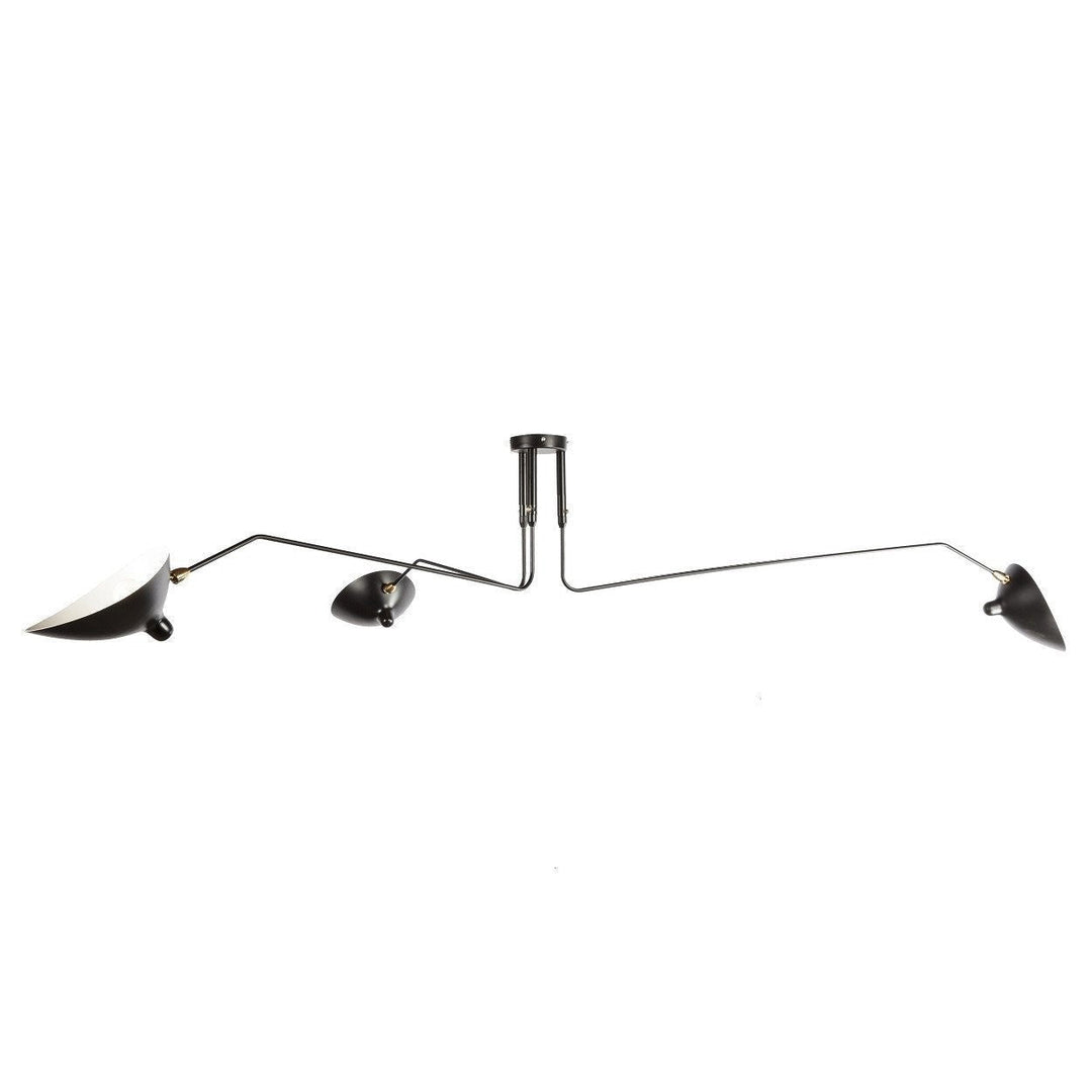Plafonnier moderne à bras ajustable en métal noir, design élégant et épuré, pour éclairage directionnel contemporain.