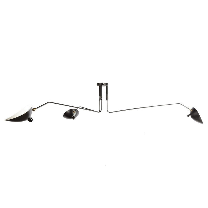 Plafonnier moderne à bras ajustable en métal noir, design élégant et épuré, pour éclairage directionnel contemporain.