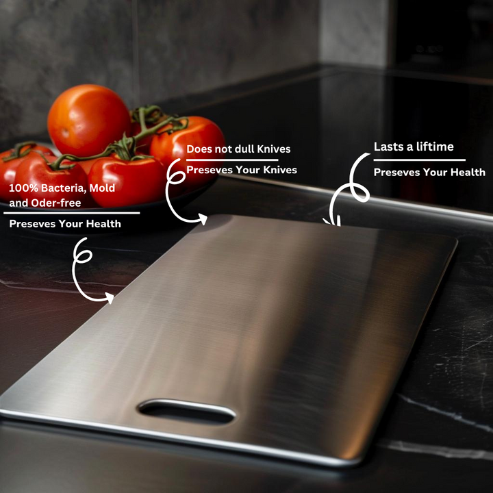 Planche à découper antibactérienne, hygiénique et durable.  Surface lisse, résistante aux taches et aux odeurs.