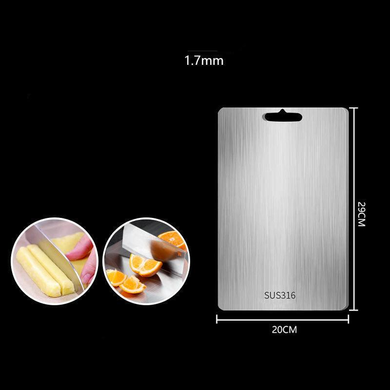 Planche à découper titane, robuste et hygiénique.  Surface lisse, design moderne pour cuisine.