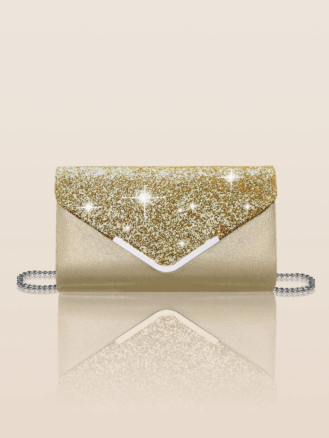 Pochette scintillante pour femme, sac chic avec bandoulière, idéal pour mariage, cérémonie ou soirée.
