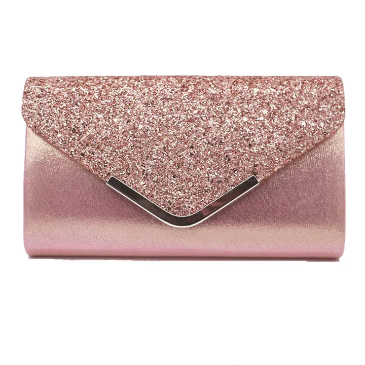 Accessoire femme glamour, pochette de mariage scintillante et élégante, sac de soirée chic.