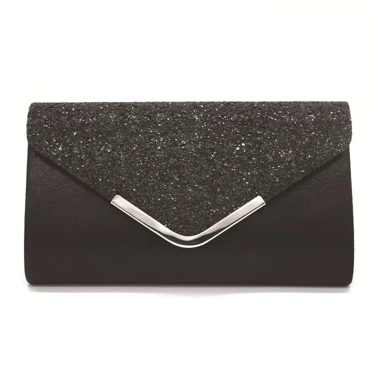 Pochette de mariage scintillante au design élégant pour femme, accessoire de soirée chic.