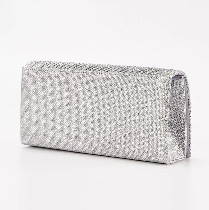 Pochette soirée femme, sac clutch élégant et brillant, avec chaîne, idéal pour mariage et événements.