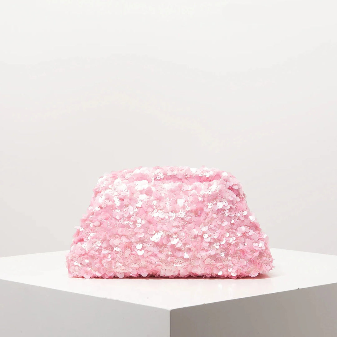 Pochette de soirée élégante à sequins pour femme, idéale pour un mariage ou une cérémonie.