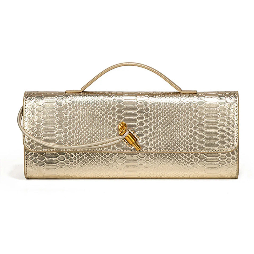 Pochette femme similicuir effet croco texturé, un sac élégant pour vos sorties.