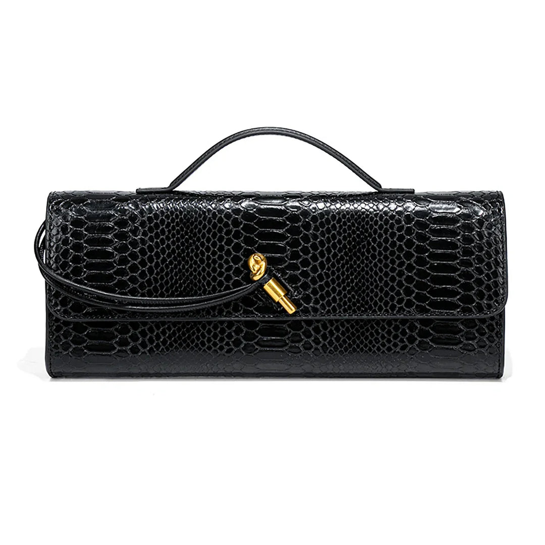 Sac pochette de soirée femme, design croco élégant, parfait pour une tenue chic.