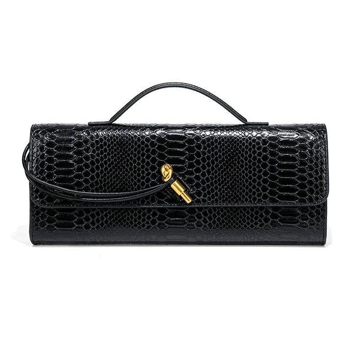 Sac pochette de soirée femme, design croco élégant, parfait pour une tenue chic.