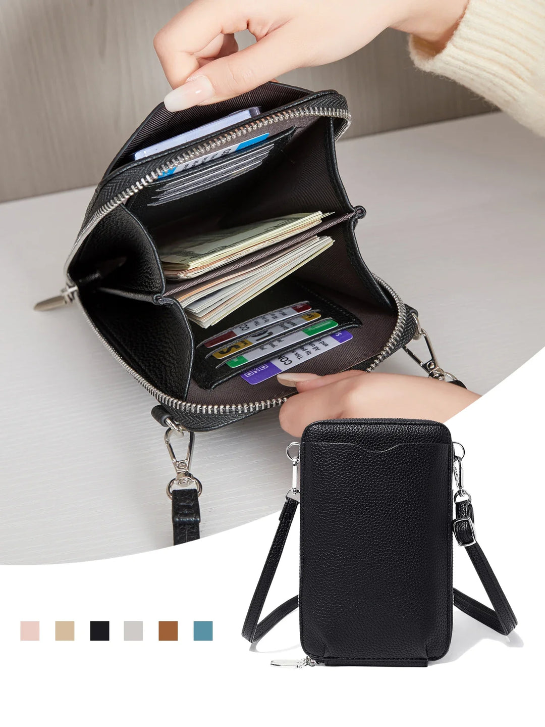 Sacoche pochette femme en similicuir, très pratique pour organiser vos essentiels avec style.