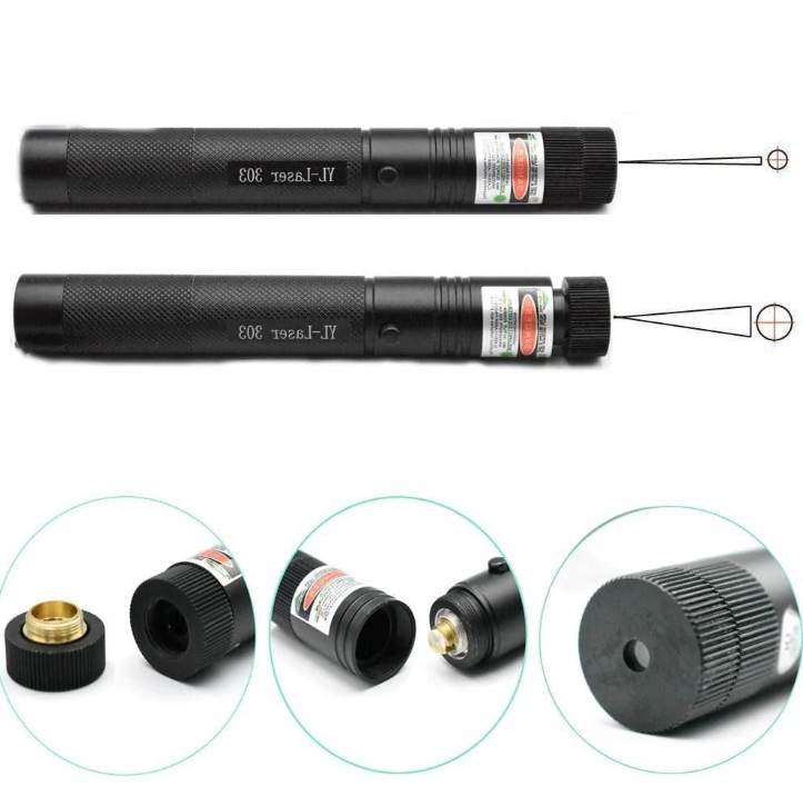 "Pointeur laser vert puissant, design aluminium robuste, faisceau longue portée pour applications variées et activités extéri