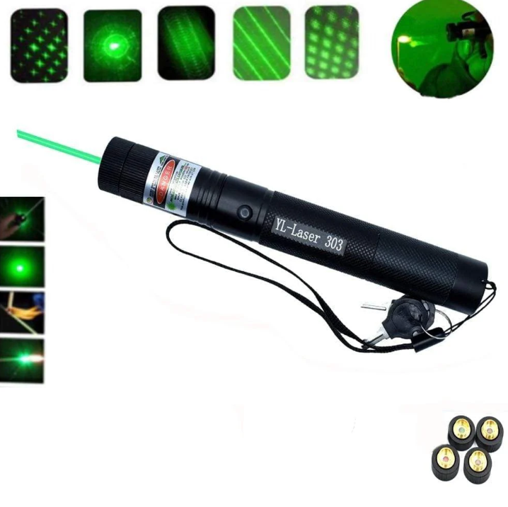 "Pointeur laser vert puissant, design aluminium robuste, faisceau longue portée pour applications variées et activités extéri