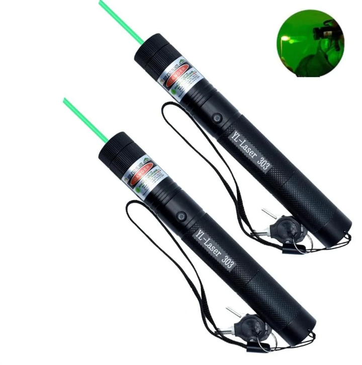"Pointeur laser vert puissant, design aluminium robuste, faisceau longue portée pour applications variées et activités extéri