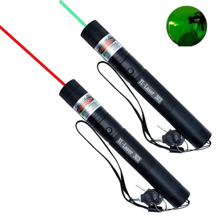"Pointeur laser vert puissant, design aluminium robuste, faisceau longue portée pour applications variées et activités extéri
