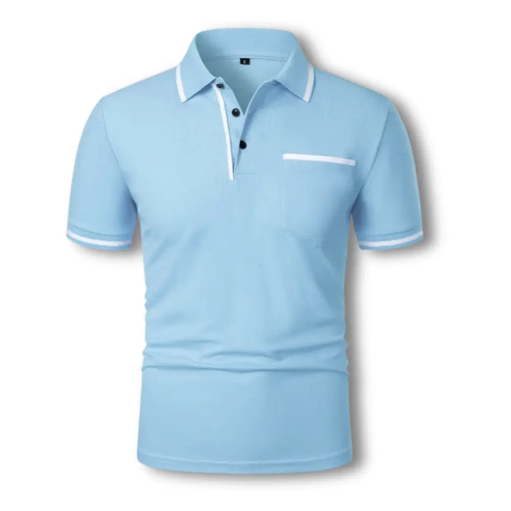 Polo homme ajusté, détails contrastés, coupe moderne.  Tissu confortable.