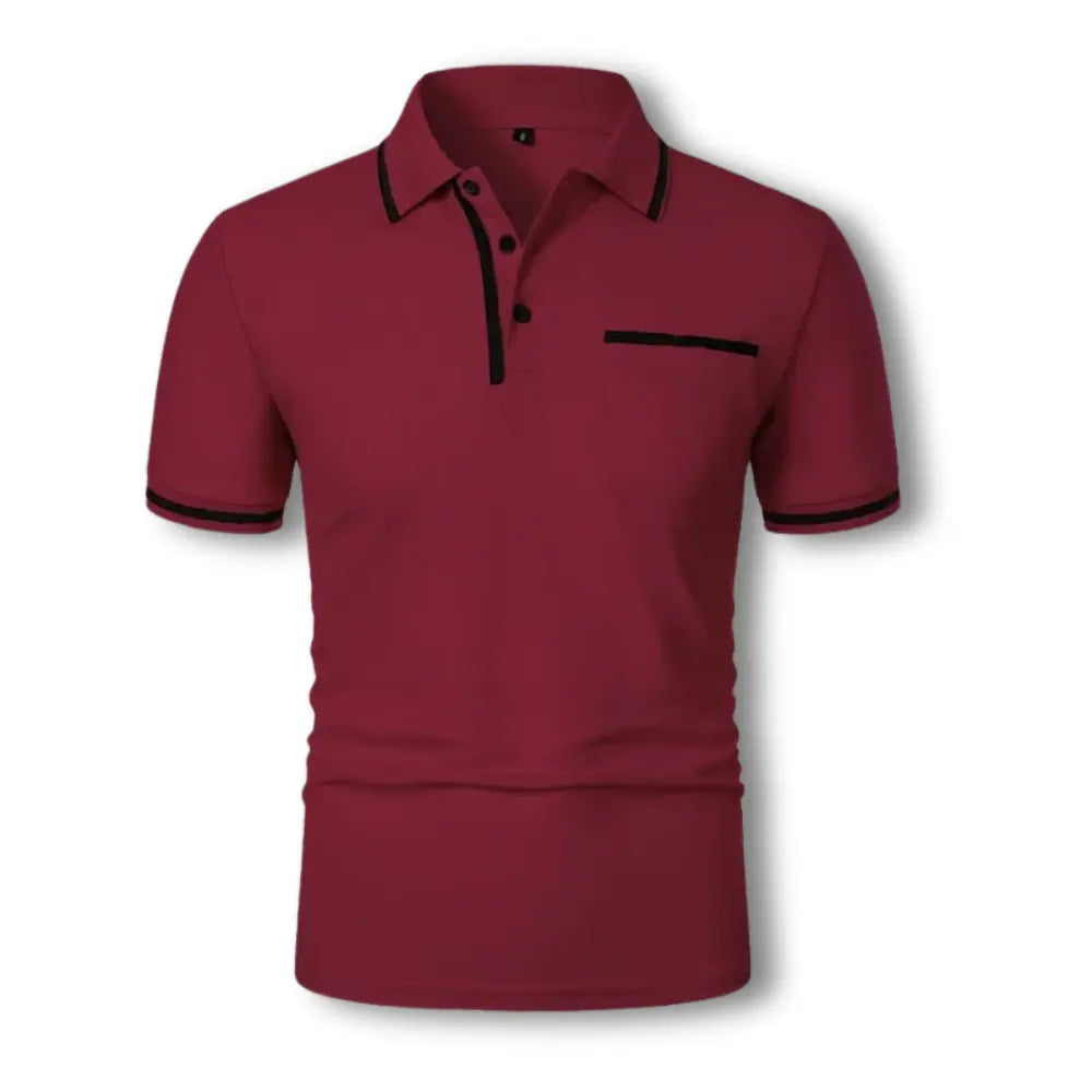 Polo homme ajusté, détails contrastés, coupe moderne.  Tissu confortable.