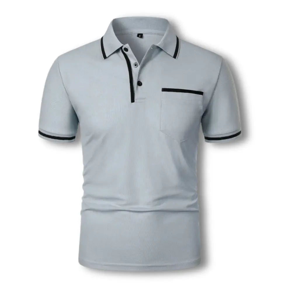 Polo homme ajusté, détails contrastés, coupe moderne.  Tissu confortable.