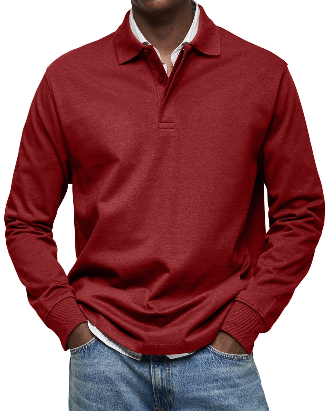 Polo homme à manches longues, un essentiel décontracté et élégant pour le confort quotidien.