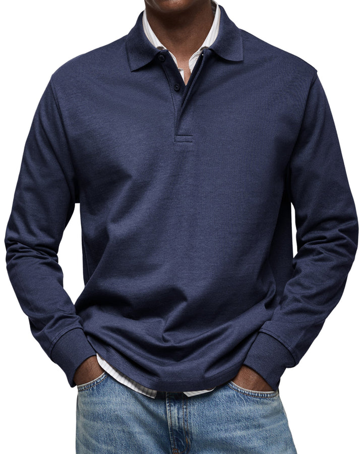 Polo élégant à manches longues pour homme, parfait pour un style décontracté chic et polyvalent.