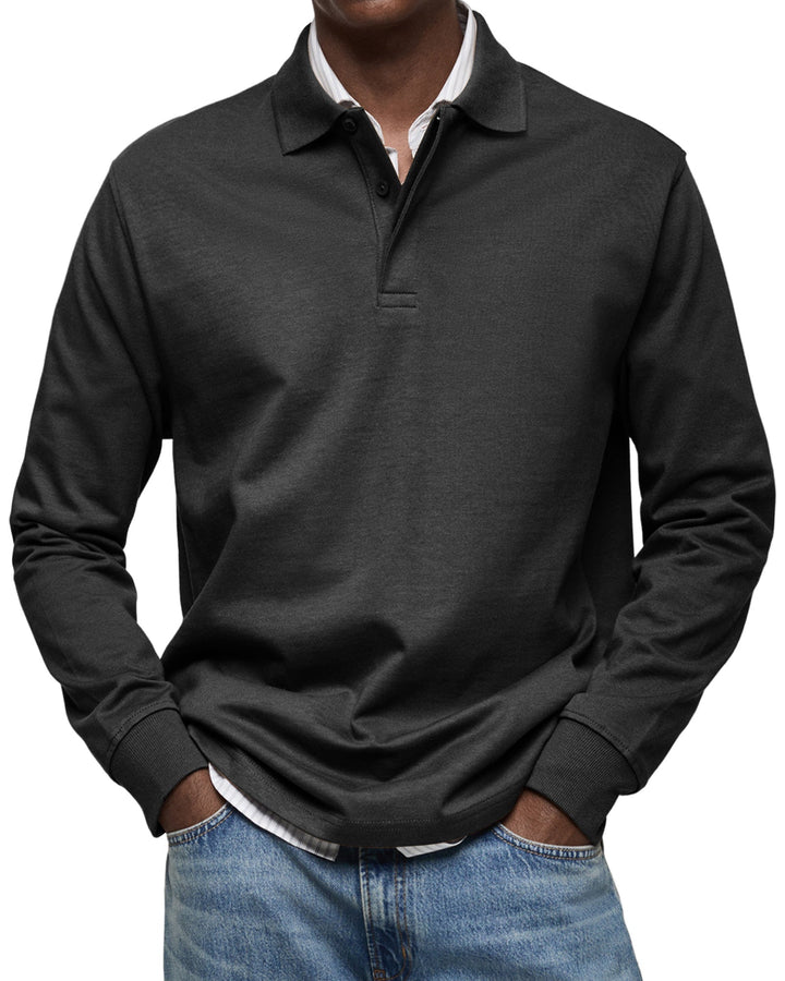 Vêtement homme confortable: polo à manches longues décontracté, idéal pour la mode masculine quotidienne.