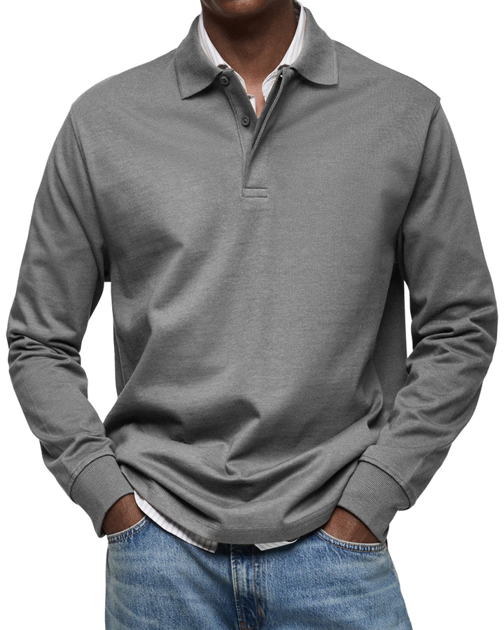 Polo décontracté homme à manches longues, vêtement polyvalent pour un confort élégant au quotidien.
