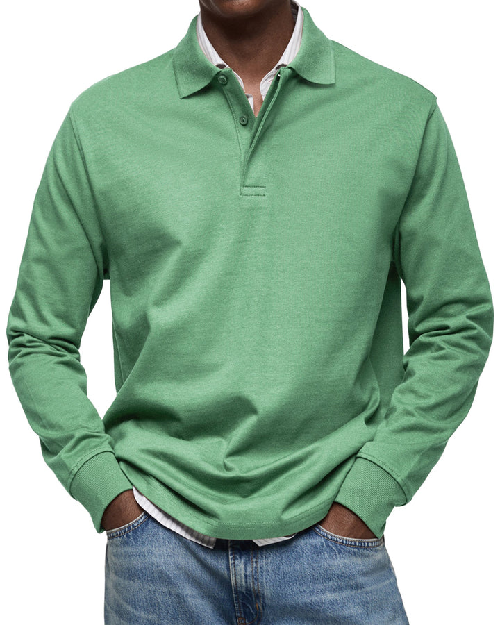 Polo pour homme à manches longues, alliant style décontracté et élégance pour la mode masculine.