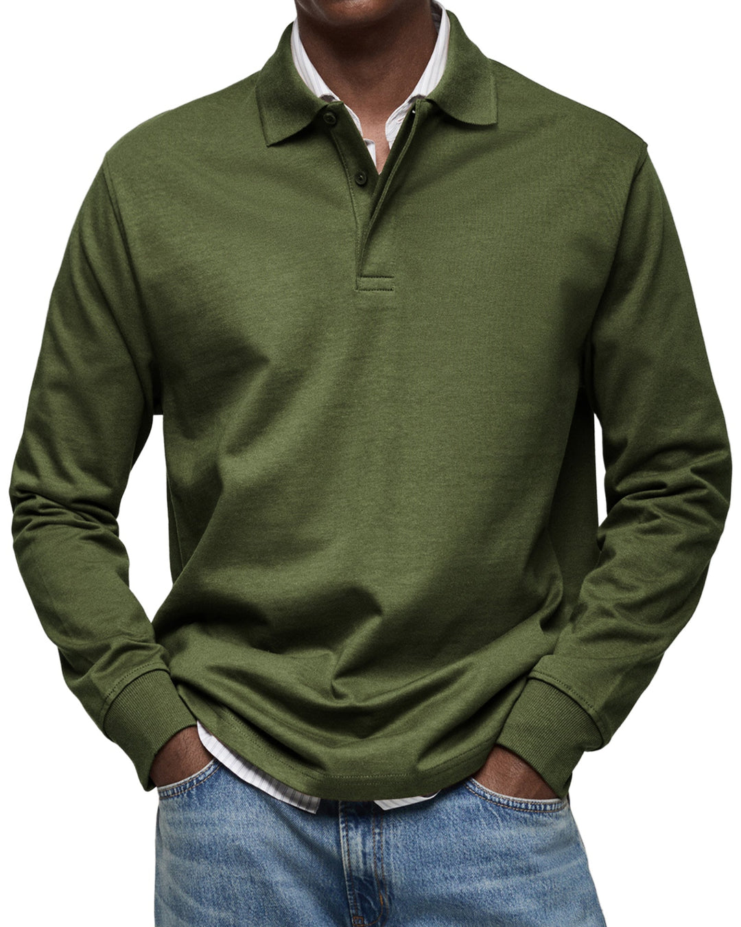 Mode masculine: polo décontracté à manches longues pour homme, un choix élégant et polyvalent.