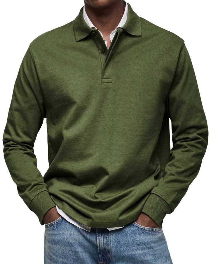 Mode masculine: polo décontracté à manches longues pour homme, un choix élégant et polyvalent.