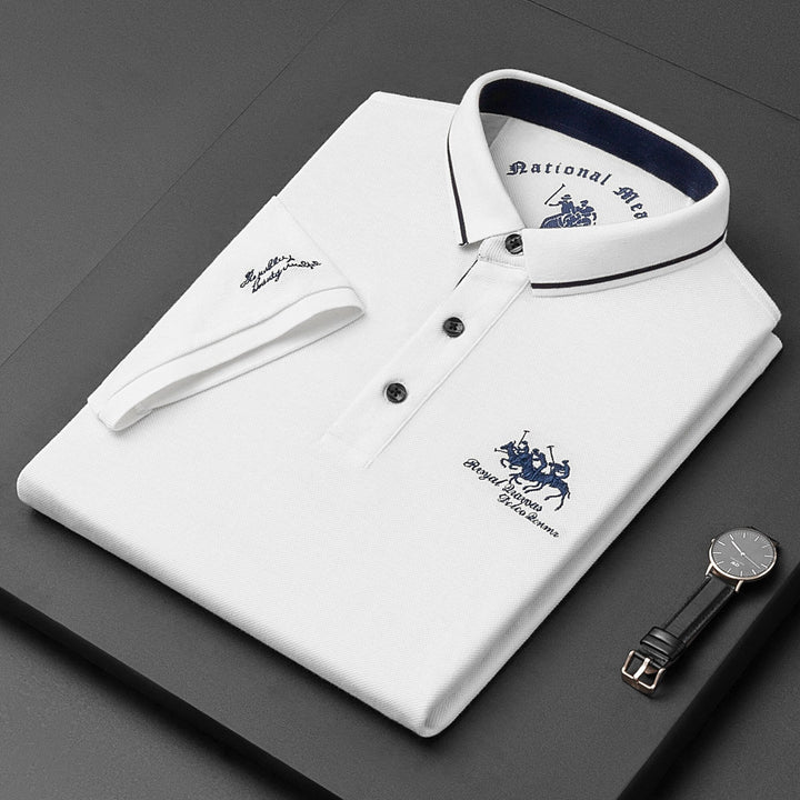 Polo homme élégant, manches courtes, coton.  Style décontracté chic.